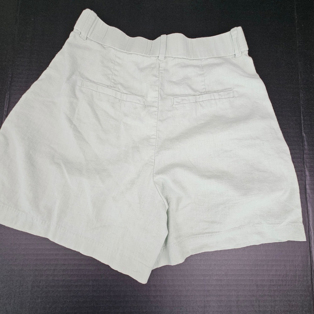 Abercrombie & Fitch Mint Green Linen Blend Pleated Shorts Women Size S High Rise - Picture 5 of 10